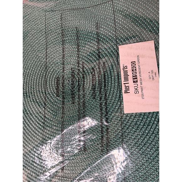 New Pier 1 Imports Set of 4 Placemats Mesa Verdent Green Round Braided 15" - Picture 5 of 8